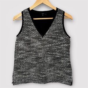 DREW Black Tweed Top